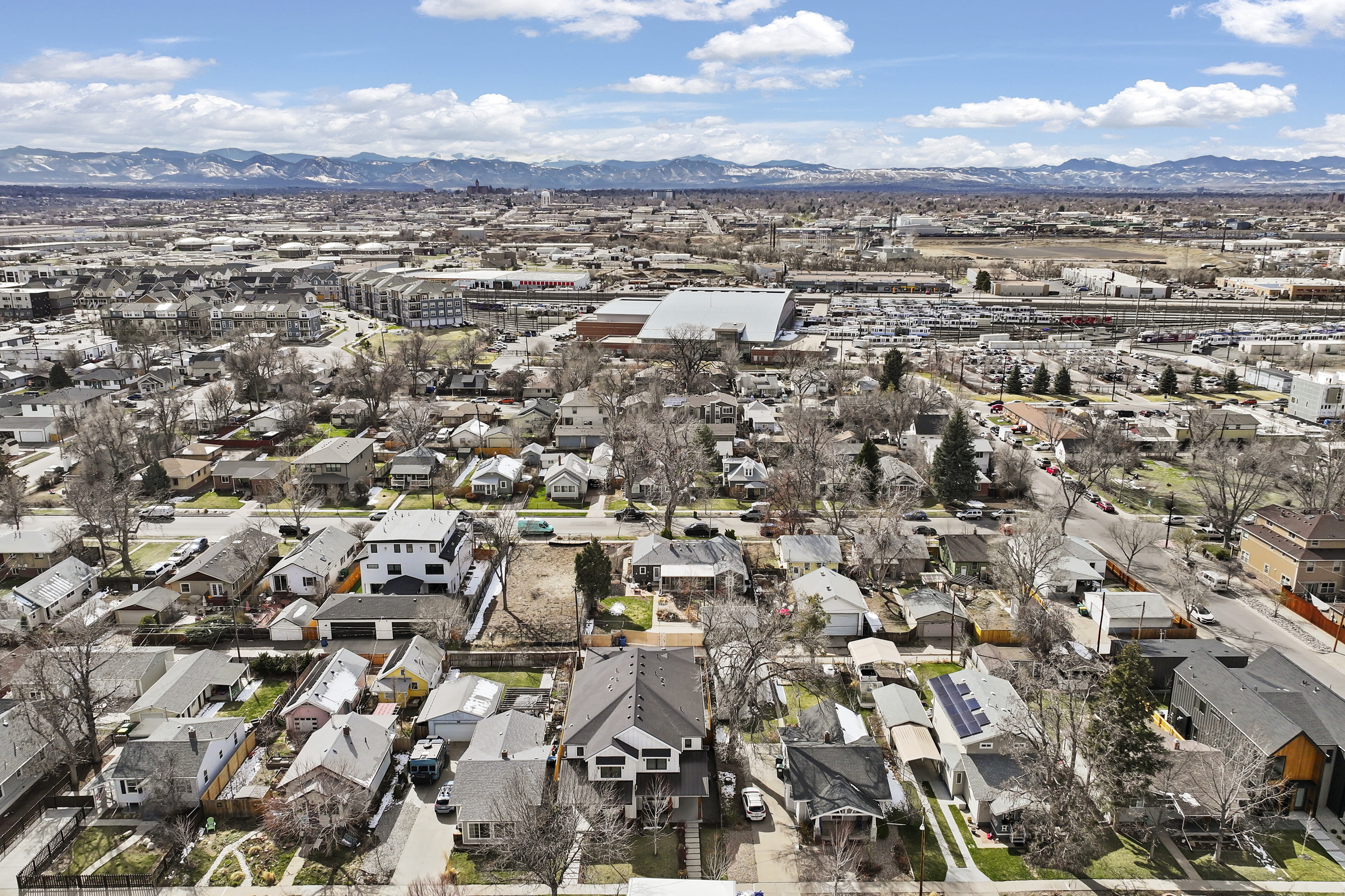Wide aerial shot of property and landscape