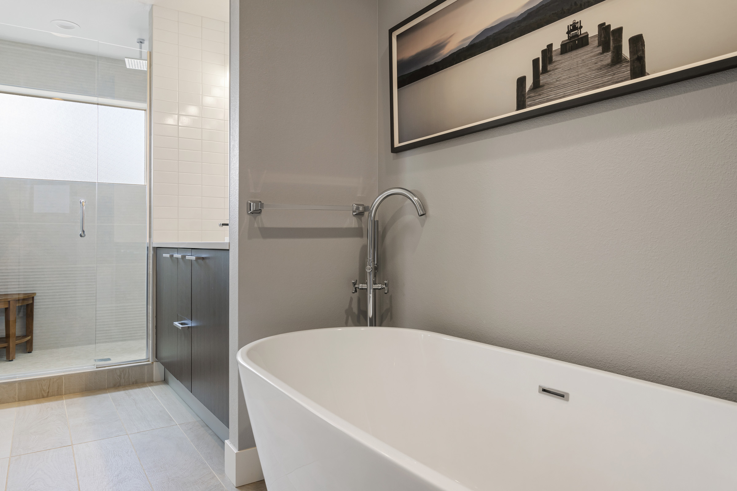 Contemporary bedroom with neutral palette