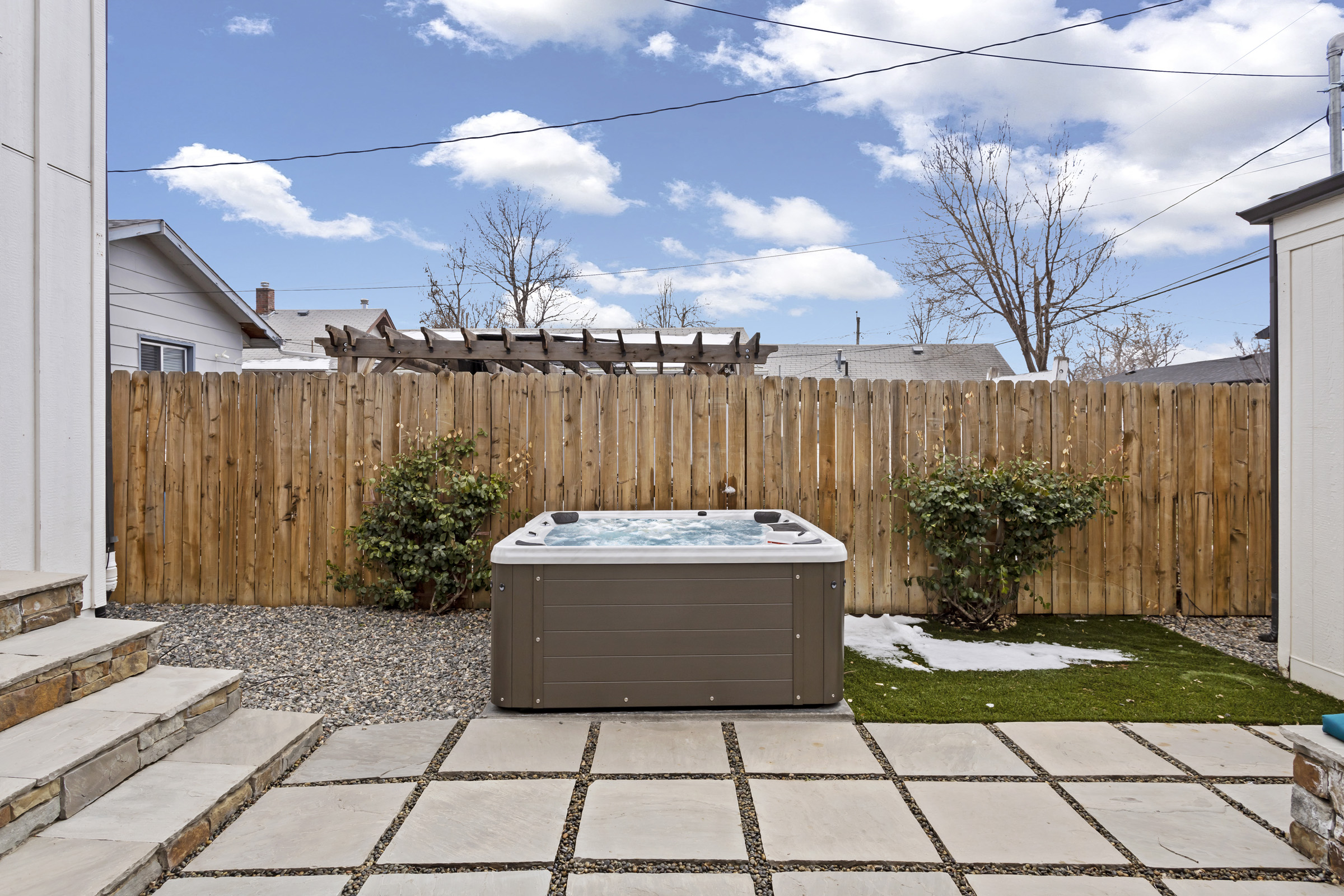 Private hot tub for healthcare worker relaxation